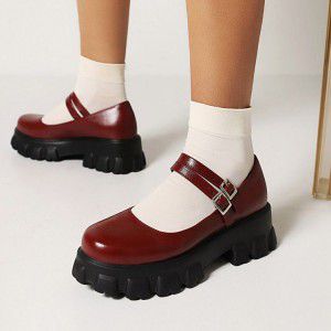 Thick soled single shoes for women, plus size, with double straight stripes and sponge cake for women