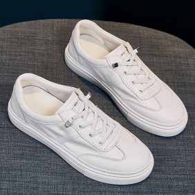 Autumn New Casual Shoes Versatile Women's Shoes Student Genuine Leather White Shoes Flat Bottom