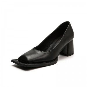 Mary Jane Single Shoes Women's Shallow Mouth, Middle Heel, Square Head, Sealed Sail, Thick Heel, High Heels