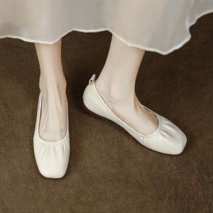 Single shoe women's flat bottomed square toe shallow mouth comfortable shoes versatile