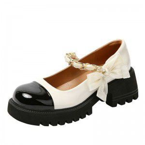 Mary Jane's small leather shoes, thick soled women's shoes, butterfly bow, small fragrance style, light mouth, versatile single shoe