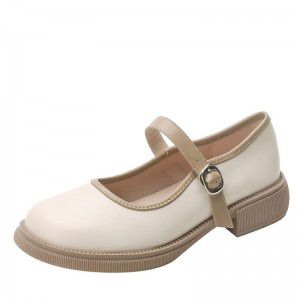 French genuine leather Mary Jane shoes for women with thick heels and flat soles, retro and gentle