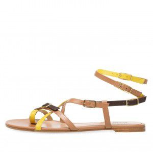 Fashion clip toe color blocked black flat sandals