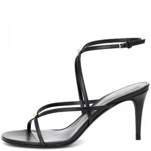 Fashionable leather strap design, high-heeled women's plus size open toed sandals with exposed heels