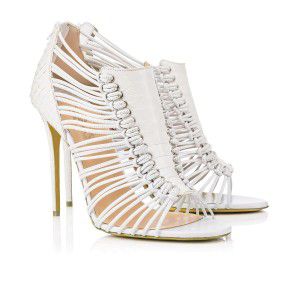 Roman shoes, sexy slim heels, high-heeled sandals, white strap, snake skin, handmade women's shoes, open toed sandals