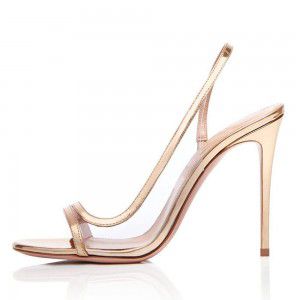 Round toe back strap with exposed heel, plus size women's slim high-heeled sandals
