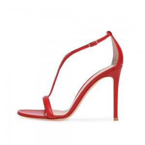 T-shaped high-heeled sandals with black PU for a sexy banquet party