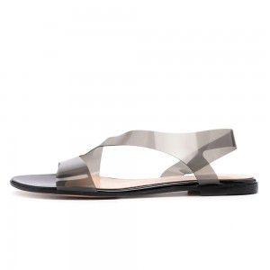 PVC Flat Sandals Summer Round Head Fashion Strap Sandals