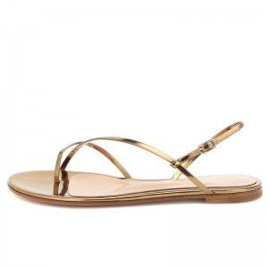 Golden patent leather toe flat sandals for summer new style