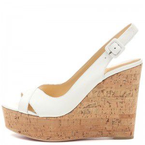 Open toe, open heel buckle shoe set, Yangjing PU cork wedge heel party