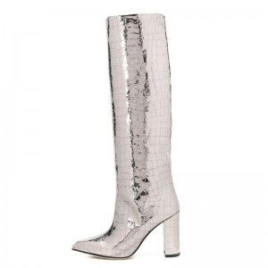 Winter new fashionable and sexy pointed high heels knee high boots