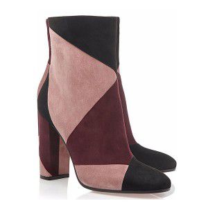 Spring and Autumn Short Boots Color blocked Ankle Boots Women's Shoes Color blocked Anti suede Coarse Heel