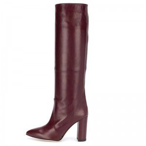 Fashionable plus size thick high heels knee high boots
