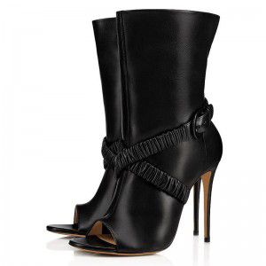Fish Mouth Stiletto High Heels Fashionable Mid heeled Boots