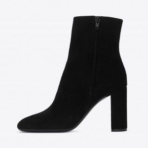 Spring and Autumn Short Boots for Women, Coarse Heels, Commuting, Imitation suede High Heels, Mid Top Boots