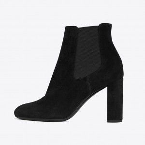Spring and Autumn Short Boots for Women, Coarse Heels, Leather Boots for Commuting, Imitation suede, High Heels, Ankles