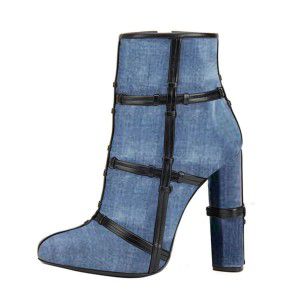 High Heels Round Head Cowboy Short Boots, Large Ankle Boots for Foreign Trade