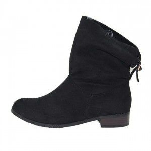 Flat ankle boots in large size, black leopard print short boots, lazy and comfortable, flat bottom