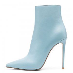 Sharp pointed high-heeled side zipper short boots