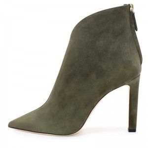 Pointed suede ankle boots for women, slim high heels, handmade fashion, popular women's shoes
