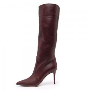 Large pointed toe knee high boots, winter boots