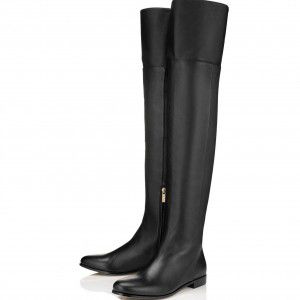 Winter women's black brown zipper round toe square heel over knee flat thigh boots casual knight boots