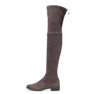 Elastic over the knee boots, black over the knee boots, comfortable flat boots