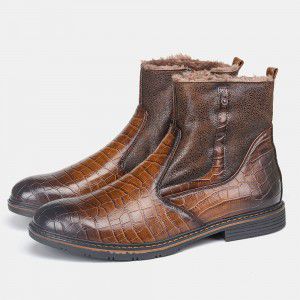 Men's shoes, men's boots, retro style with plush insulation and high top