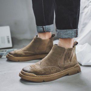Men's workwear boots, youth men's shoes, pigskin outdoor suede and plush Martin boots for men