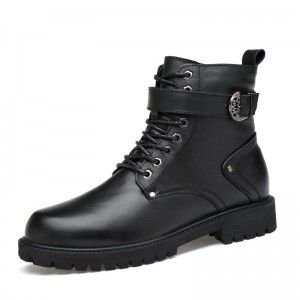 Velvet warm cotton boots with top layer cowhide men's boots Martin boots high top casual short boots
