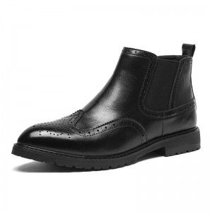 Carved pointed leather boots, casual business men's boots
