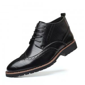 Men's Martin boots fashion trend Blok short boots high top shoes plus size leather shoes formal business men's shoes