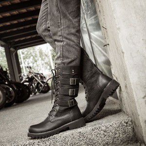 Men's high top boots, men's inner height increasing Martin boots, high top military boots