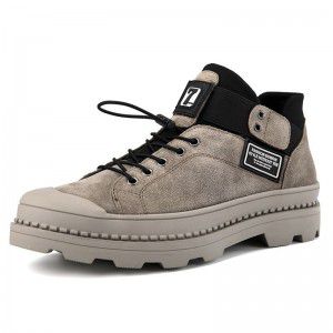 Autumn and winter warm Martin boots with fleece, men's business leather shoes, high top cotton boots, plus size leather boots