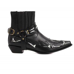 Mid length boots Martin boots European and American retro belt buckle men's boots