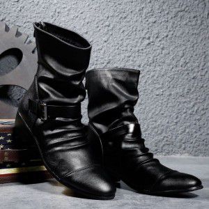 Martin boots, men's pointed boots, mid top boots, men's shoes, Korean version men's boots