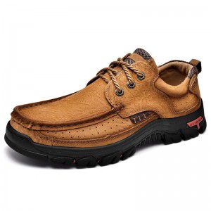 Head layer cowhide men's shoes, genuine leather thick soled wear-resistant men's leather shoes, outdoor casual hiking shoes
