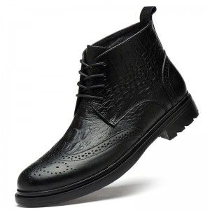 High top men's business pointed leather shoes, crocodile patterned men's boots, cowhide men's shoes, Martin boots