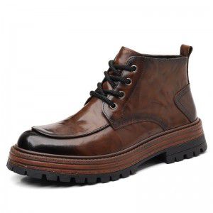 Work boots, men's high boots, autumn and winter Martin boots, casual mid top, thick soled motorcycle boots, short leather boots