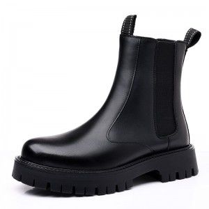 Black Martin boots men's autumn and winter fashion mid top Chelsea boots high top leather shoes men