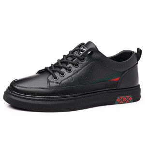Cowhide soft soled white shoes, lace up versatile leather shoes, men's youth sports fit, casual board shoes