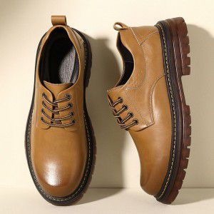 Martin boots men's low top thick sole big head workwear casual leather shoes cowhide retro trendy shoes