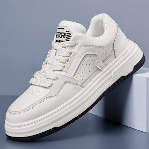 Thick soled casual board shoes men's shoes versatile sports shoes white shoes cowhide fashionable trendy shoes men