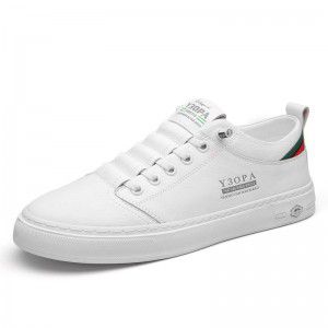 Pilot casual white shoes, cowhide low top soft sole, one foot kick, all season board shoes for men