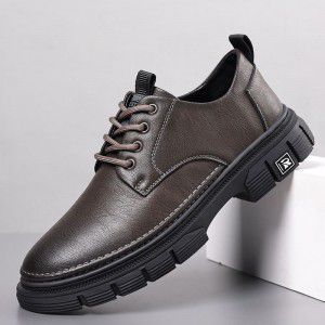 Leather shoes, men's cowhide, big head casual leather shoes, low cut Martin boots, workwear shoes