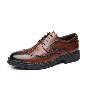 Crocodile patterned leather shoes men's new style men's British style Blok carved business dress wedding shoes trend