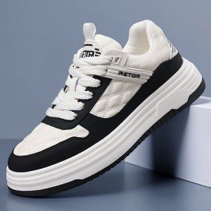Casual board shoes men's shoes thick soled sports youth white shoes cowhide fashionable trendy shoes men
