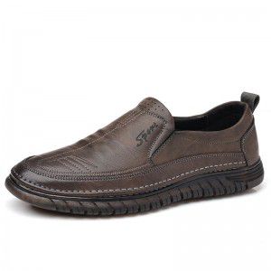 Men's new low cut leather shoes with leather soft sole and round toe for casual wear