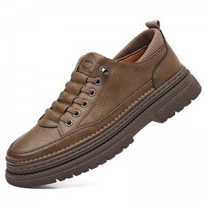 Business casual leather shoes, fashionable soft soled board shoes, men's low cut workwear shoes