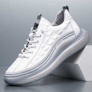 Crocodile patterned cowhide men's shoes, fashionable sports trend shoes, breathable soft soled casual sports shoes